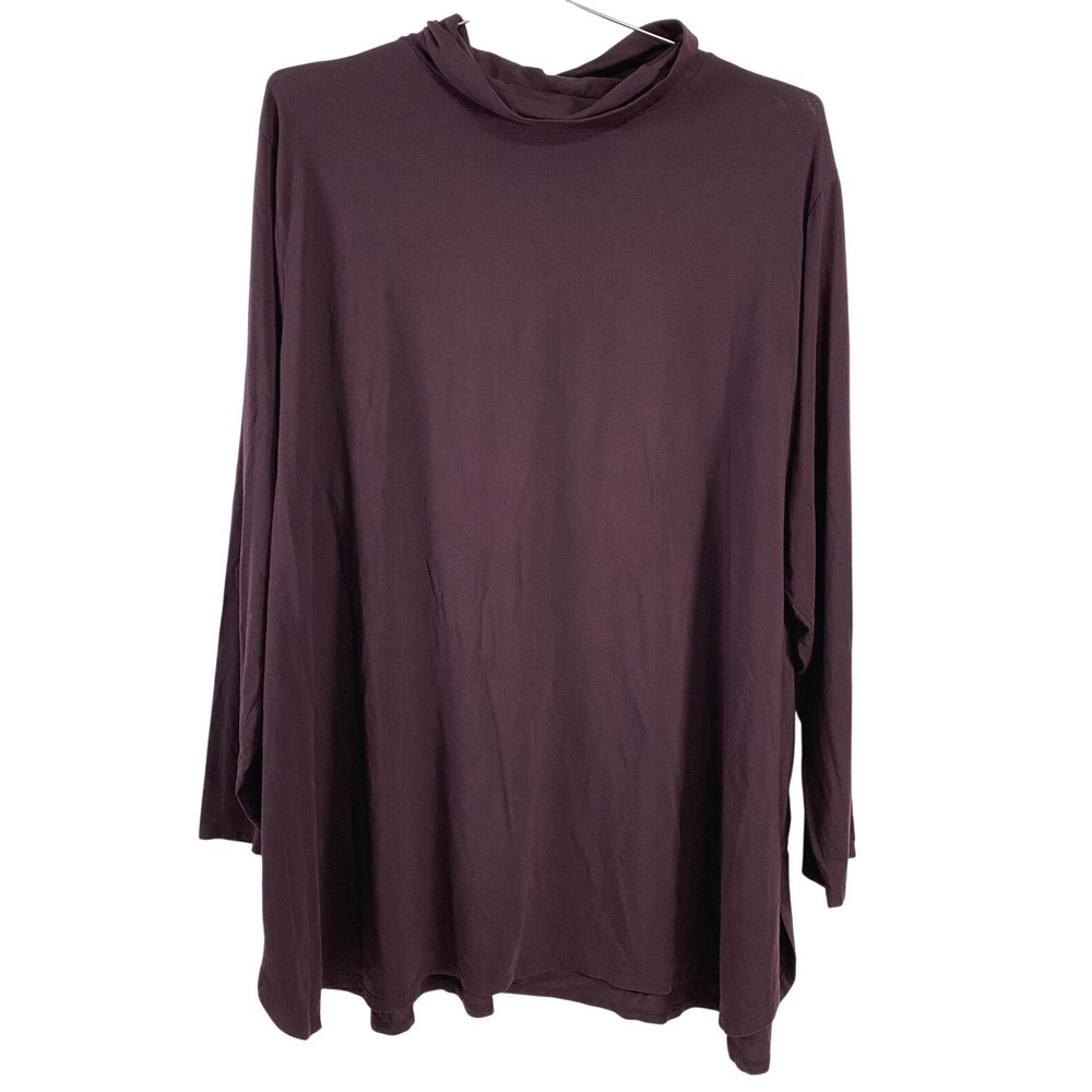 J.Jill Shirt Womens 4X Purple Luxe Supima Shirttail Turtleneck Tunic Long Sleeve